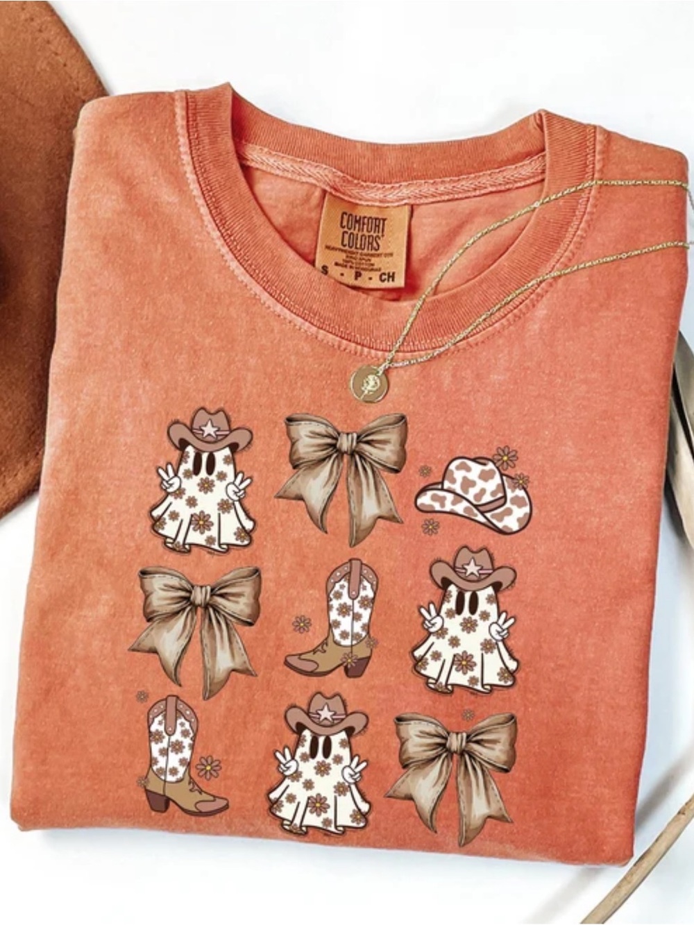 Comfort Colors Yam Graphic Short Sleeve Tee with Western Bow & Boot Print